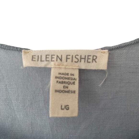 Eileen Fisher Organic Linen Scoop Neck Hanker chief Slip Dress Size large Blue - Picture 6 of 9